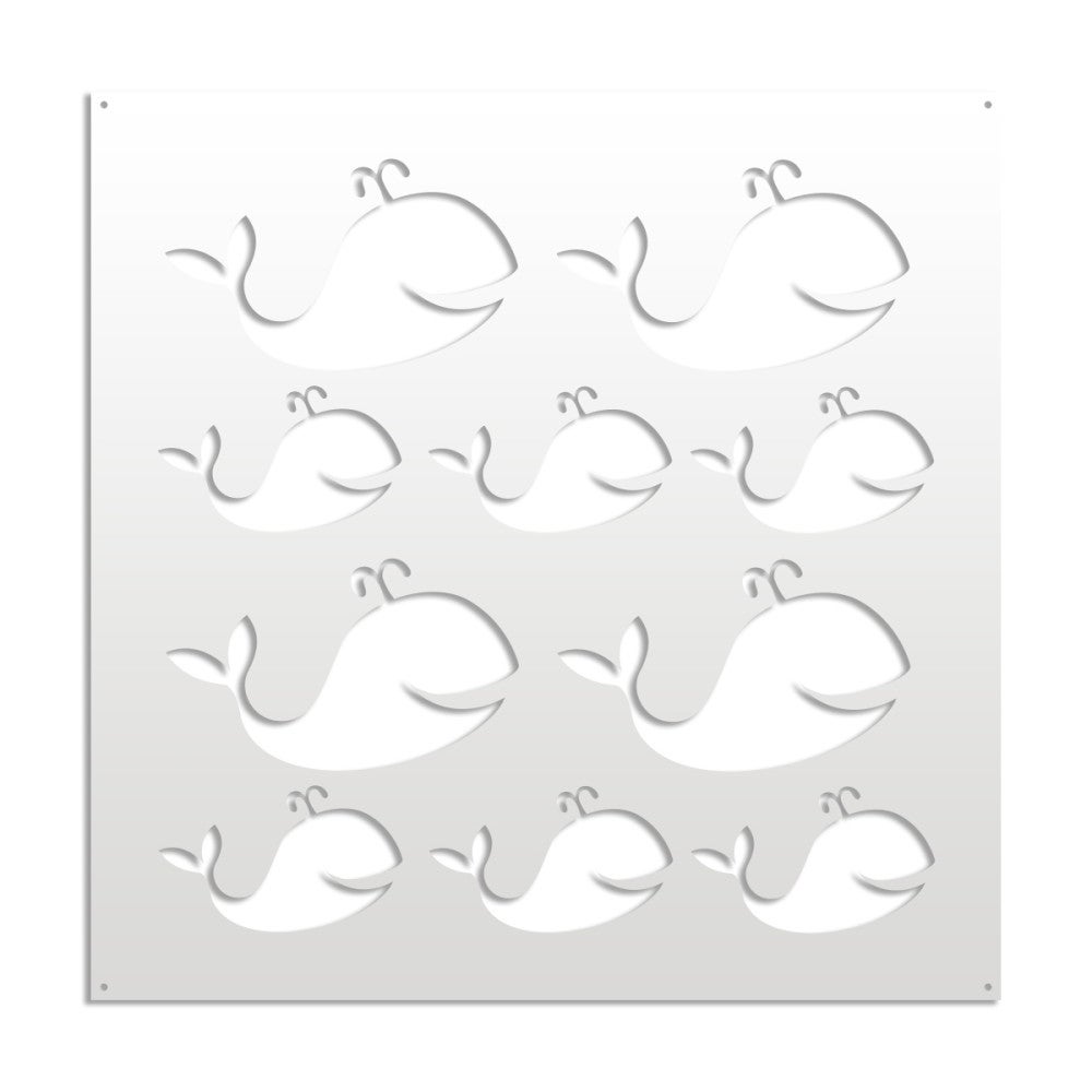 WIELORYB - Panel perforowany z PVC - Osłona przeciwsłoneczna - Rozmiar 73x73 cm - Grubość 1 cm - Kolor BIAŁY