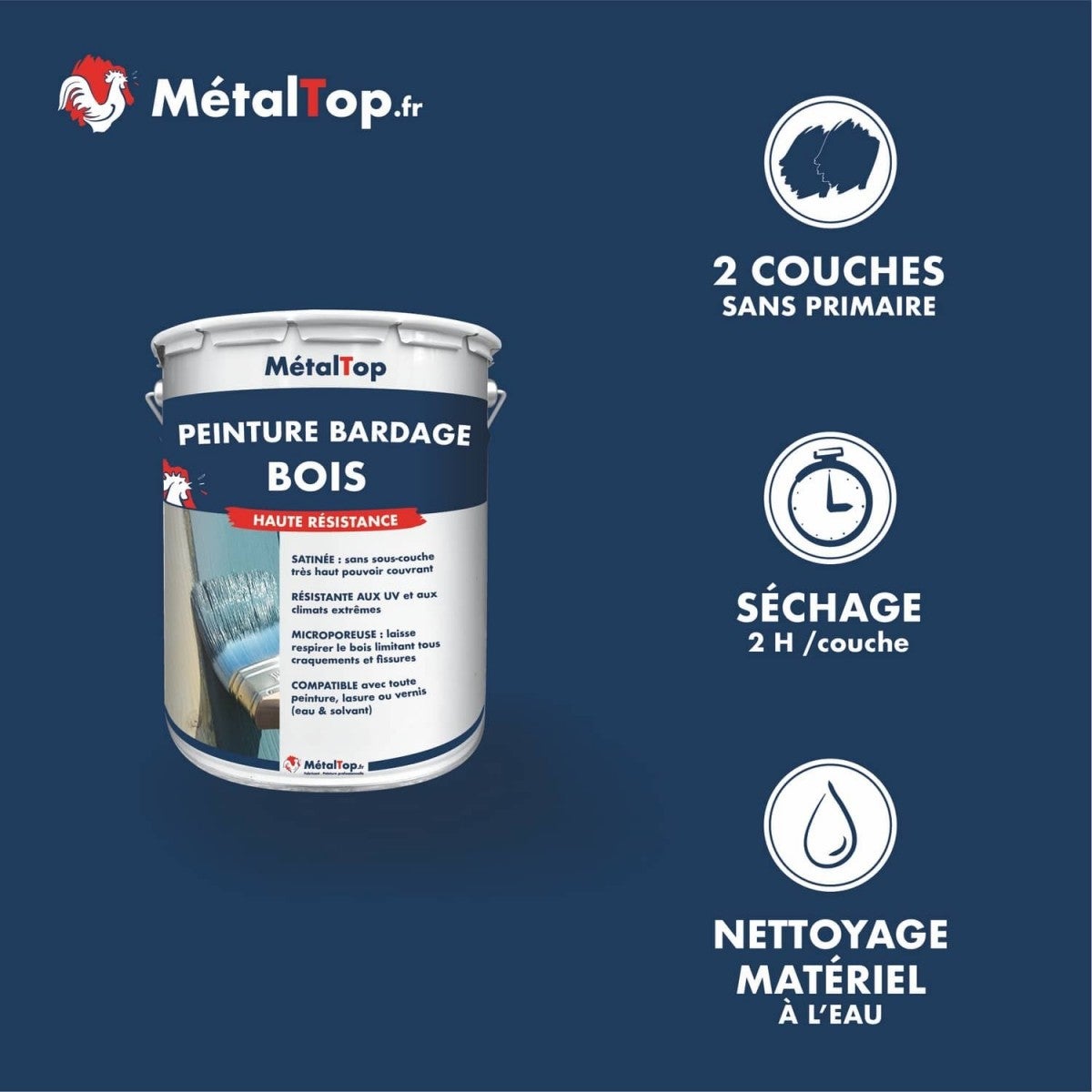Peinture Bardage Bois - Telegris 4 - RAL 7047 - 15 L - Métaltop - 4