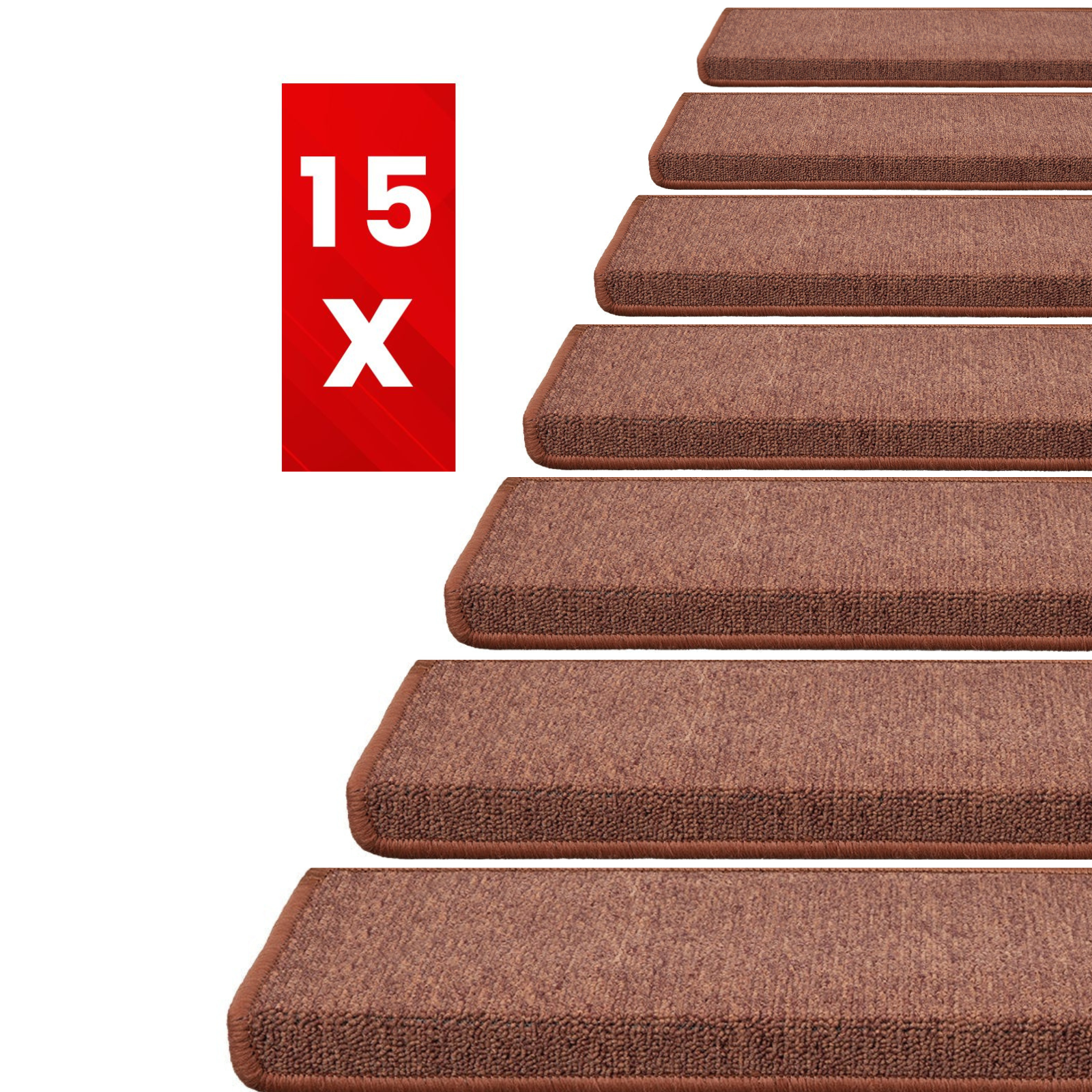 Set Tappeti Per Scale Benissimo 13+1 - Moderno, Antiscivolo, Morbido, Tramonto, 23x81 Cm + 78,7x78,7 Cm