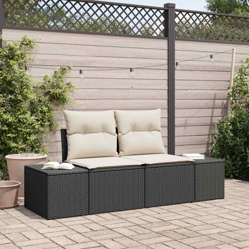 Sofa Ogrodowa z poduszką Czarny 184 x 62 x 69 cm polirattan vidaXL