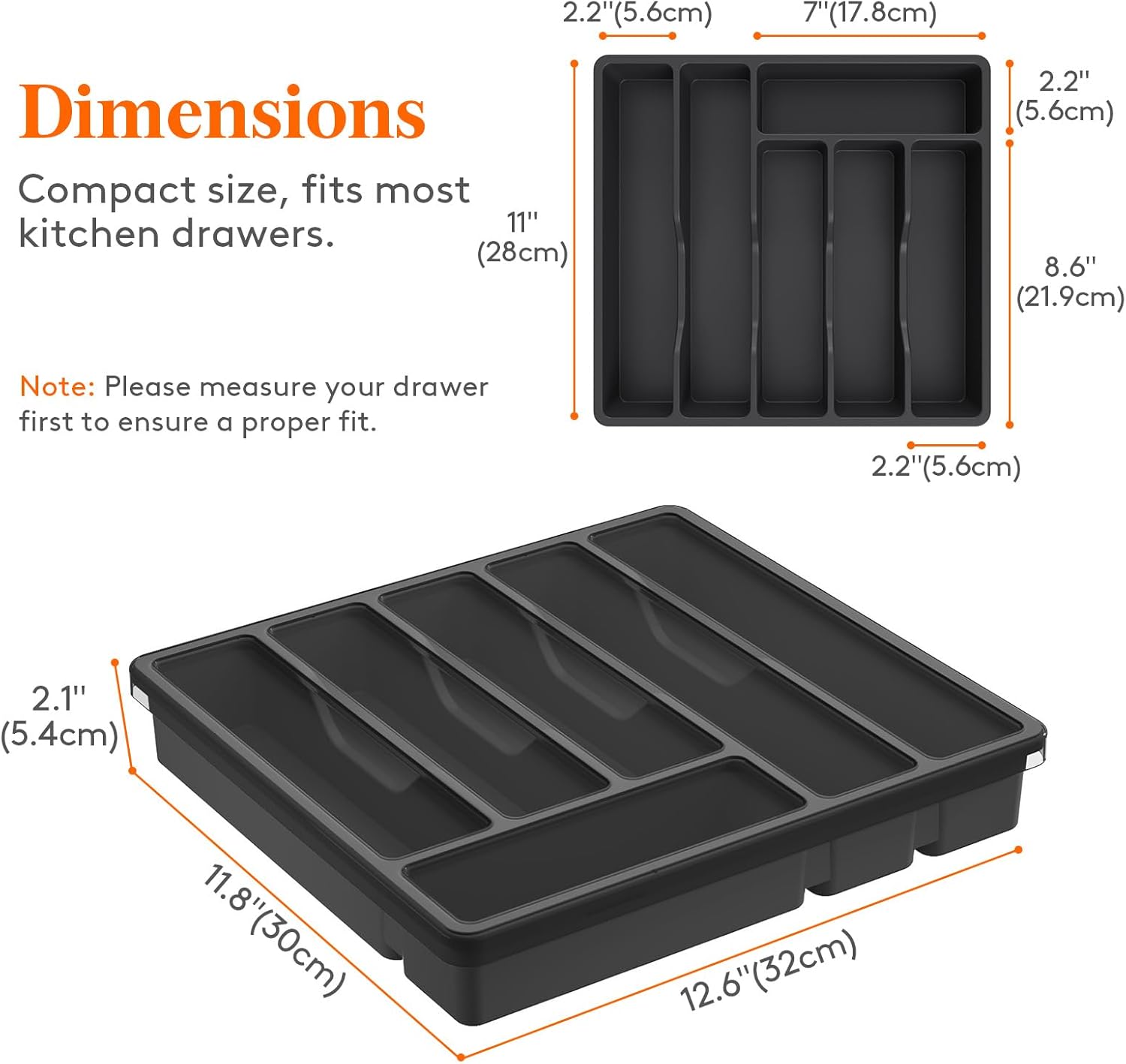Organisateur de couverts avec couvercle, plateau à ustensiles pour tiroir et plan de travail, boîte de rangement en plastique pour couverts - 4