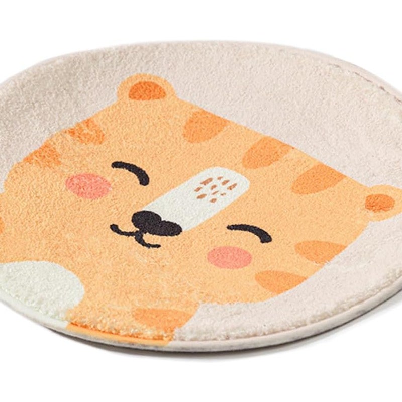 1 szt Poduszka na krzesło do użytku wewnątrz pomieszczeń, okrągła poduszka na siedzisko dla dzieci, miękka i wygodna, wzór z kreskówkowym tygrysem, w