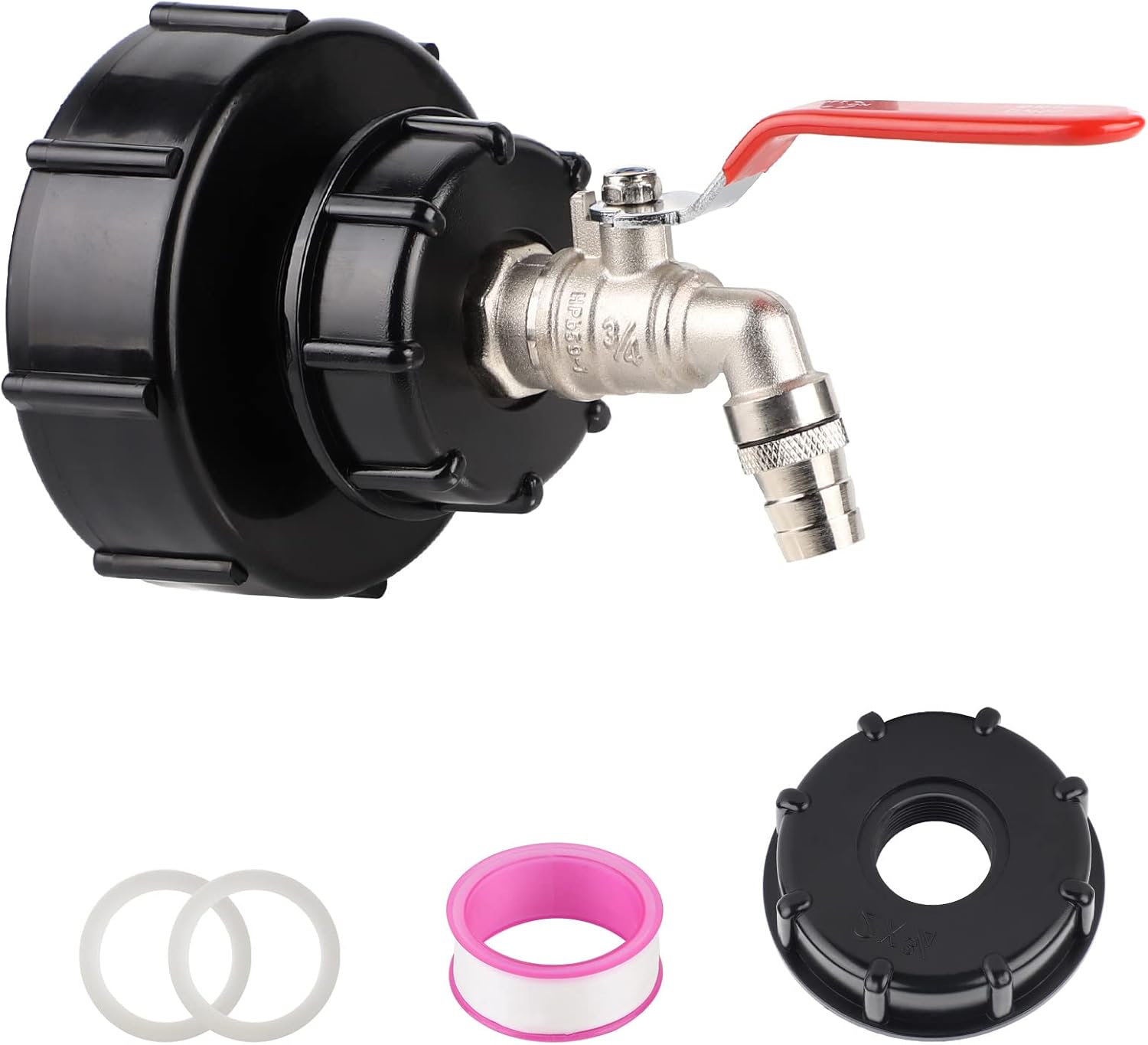 Kran do zbiornika 1000L Mosiężny Złącze S100x8/S60x6 Gwint Gruby 3/4'' Złączka do Zbiornika
