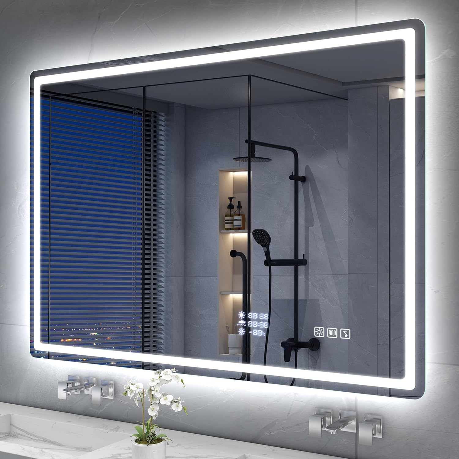 Specchio Bagno Tondo retroilluminato Led con Dimmer Touch ATOS 60 cm, Made in Italy, Spessore Vetro 3mm, Kit Fissaggio Murale Incluso, Protezione IP20 | Leroy Merlin