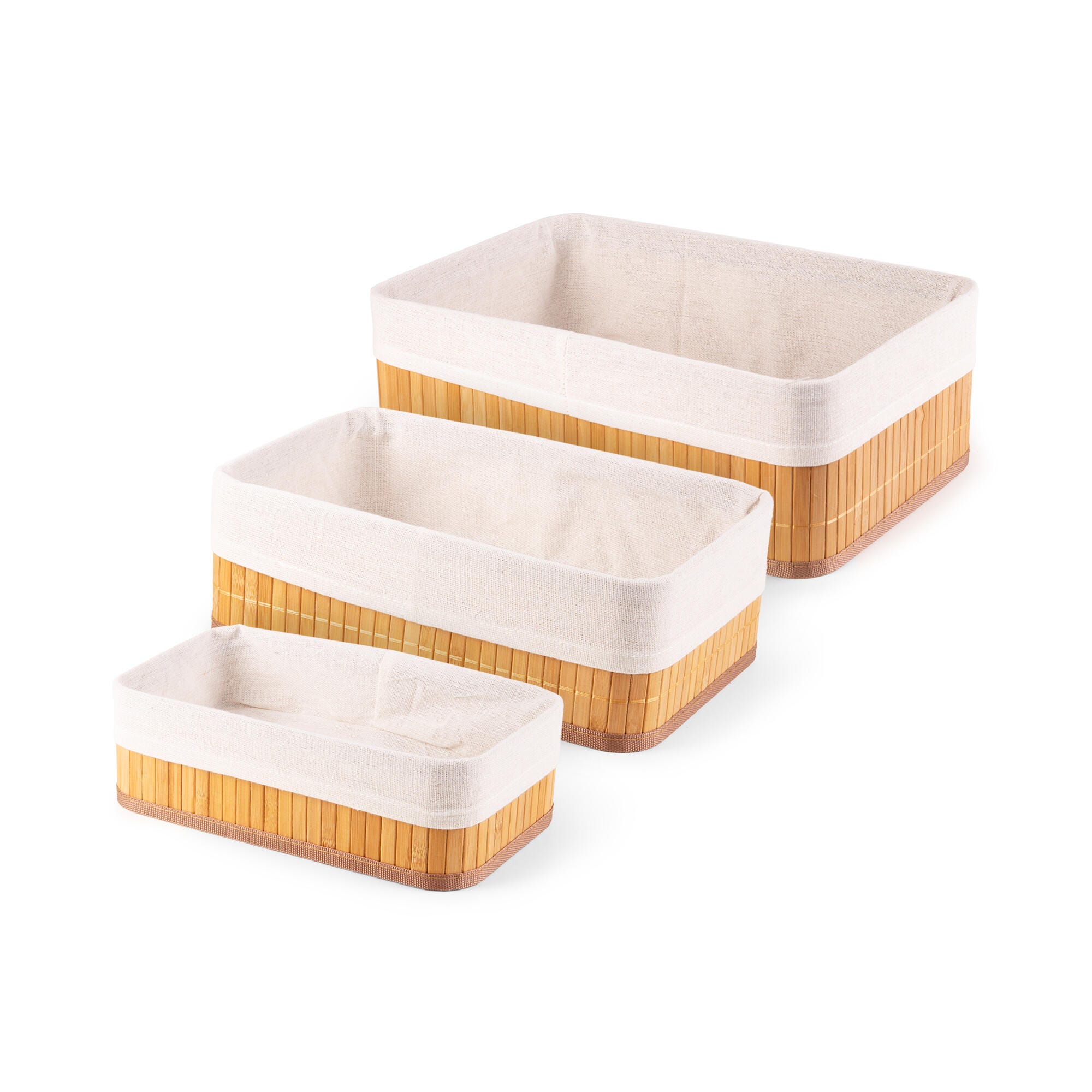 Lot de 3 paniers en bambou marron 33x23x12cm - 2