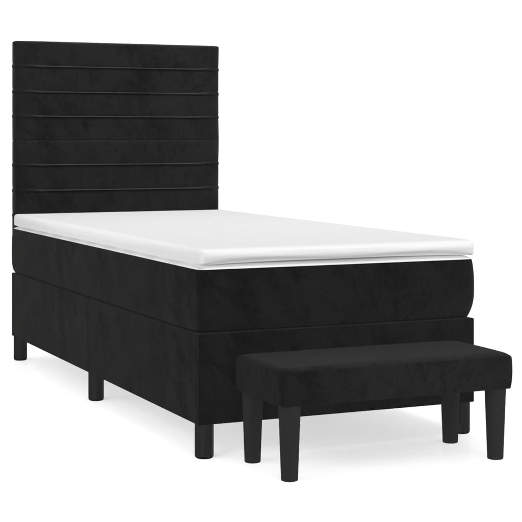 Lit 80x200cm VidaXL - Sommier Lattes + Matelas Ressorts + Surmatelas - Noir