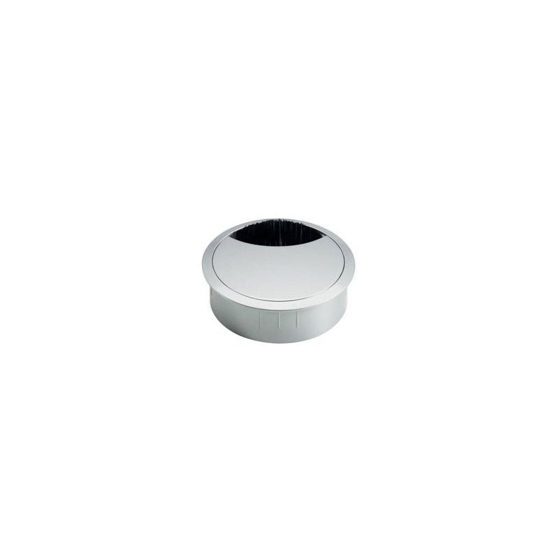 Passe-Câble Encastrable Emuca Ø80mm - Zamac Chromé Mat Pour Bureau - Gestion Fils Électriques