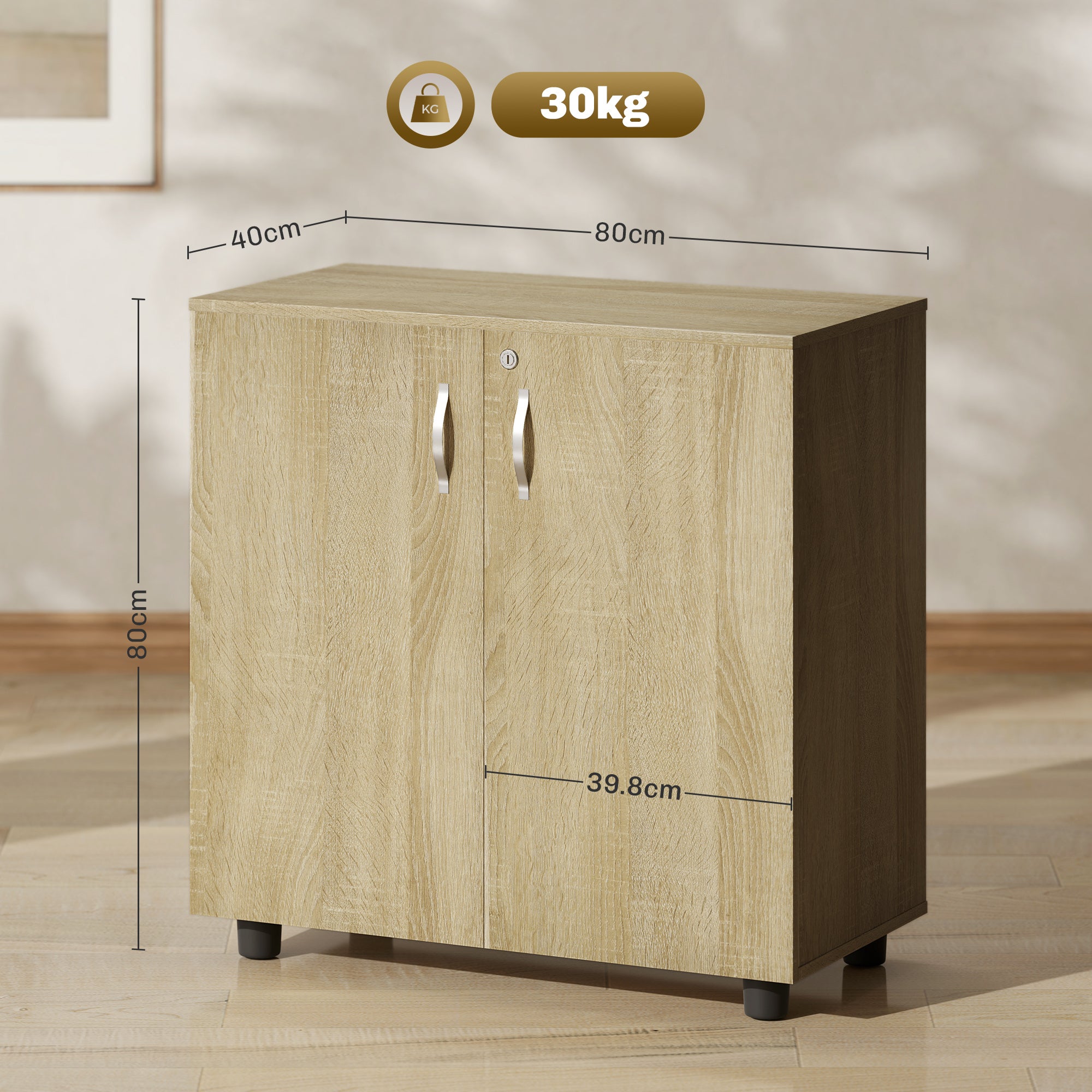 PZCC Meuble de rangement - rangement pour bureau - 2 portes - 80 × 40 × ...