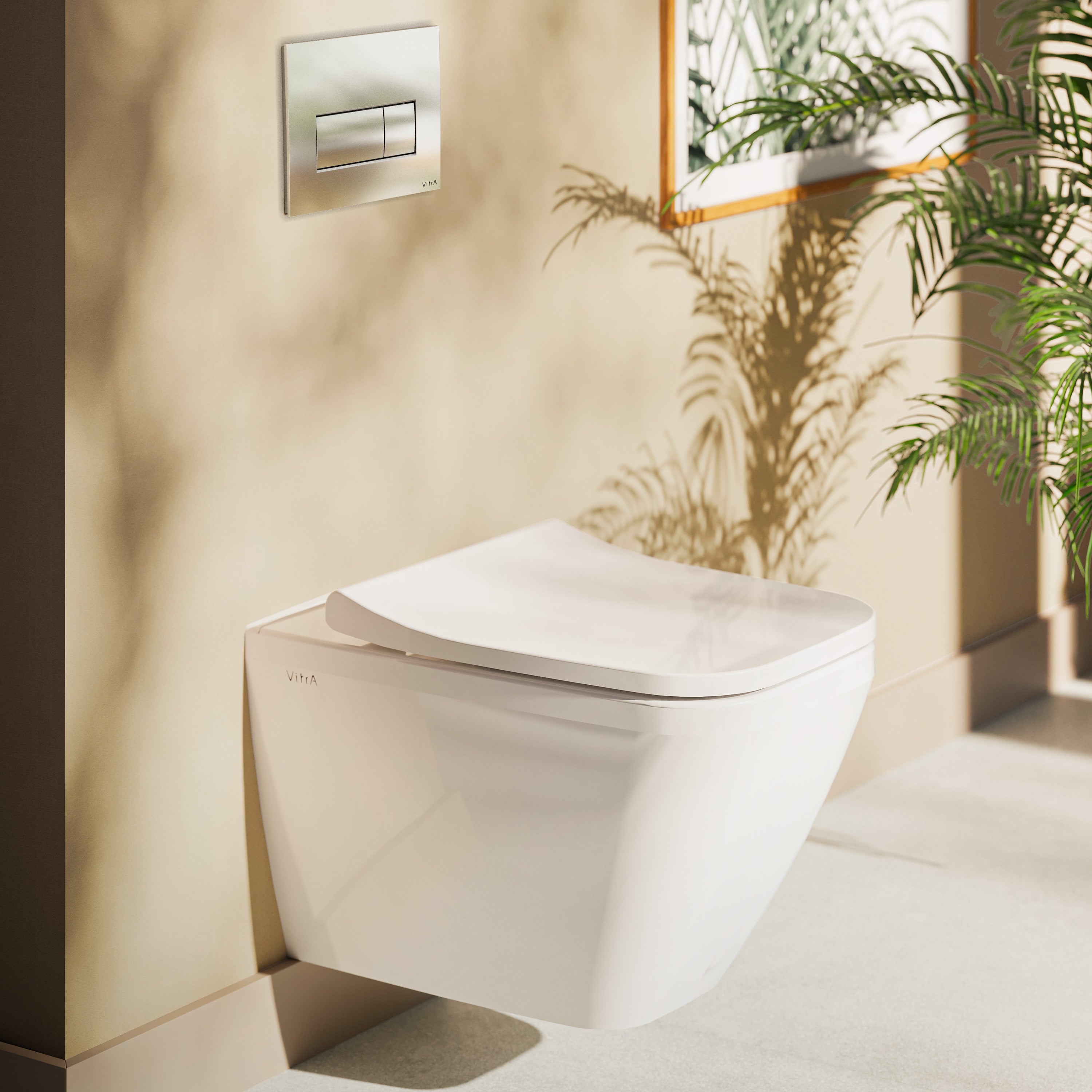 VITRA Plaque de commande WC 3/6L déclenchement mécanique SQUARE Chromé - 3