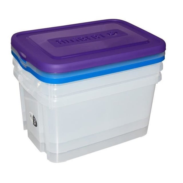 ALLIBERT Boite de rangement Handy - Couvercle bleu - 50 L