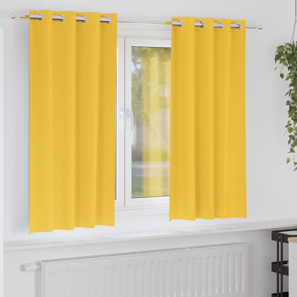 Firany blackout z kółkami 2 pcs Musztardowy Żółty 175 x 140 cm vidaXL