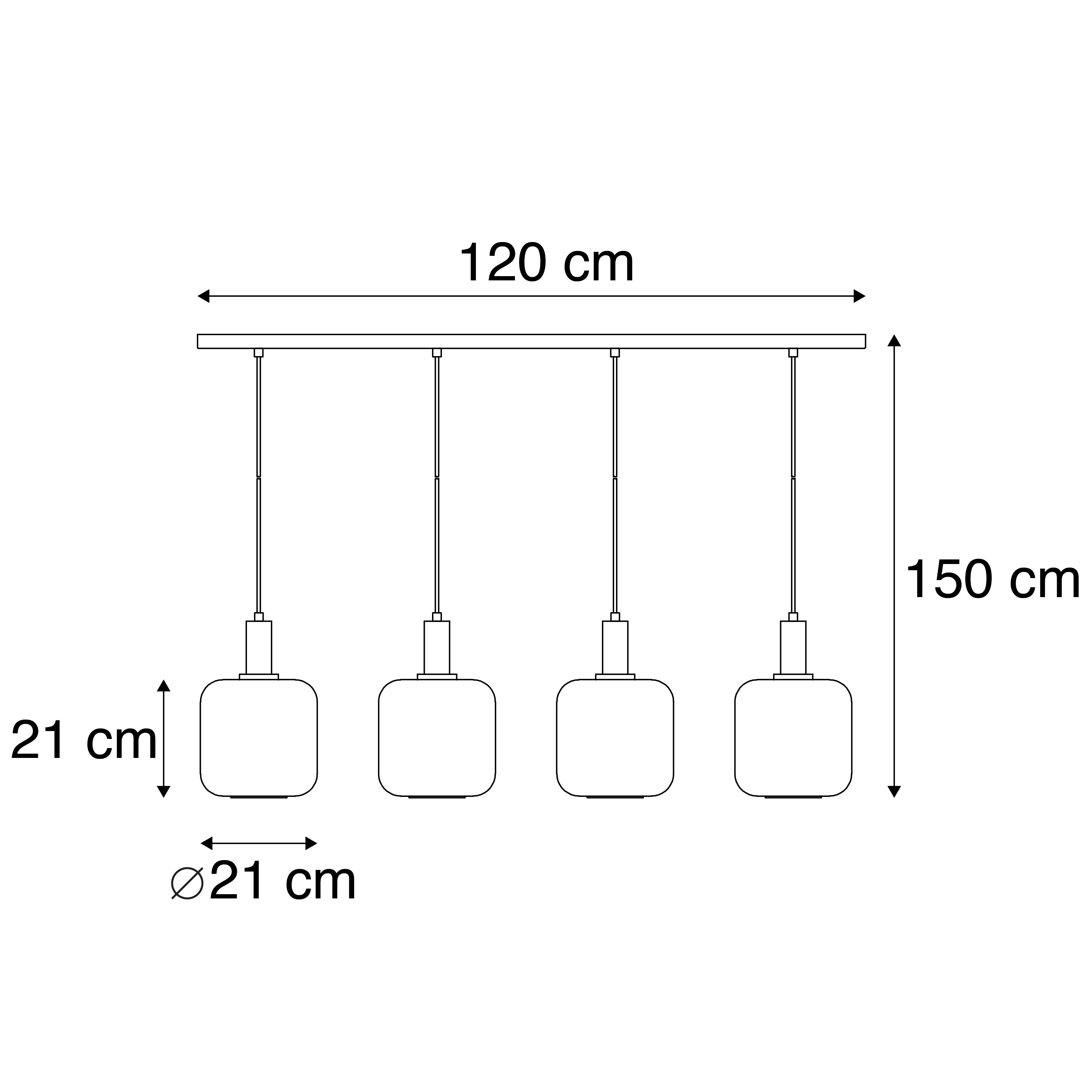 Suspension design noire avec verre doré et fumé 4 lumières - Zuzanna - 3