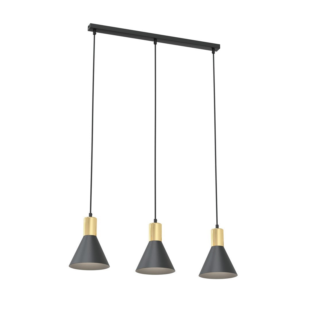 Lampa wisząca ROSA czarno-złota 3xE27x20W metal wym:140x60x16cm IP20 Emibig
