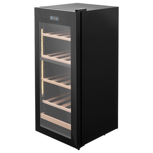 Cave a vin SucceBuy 32 bouteilles, refrigerateur autoportant a double zone, ideal pour vins rouges, blancs et champagnes