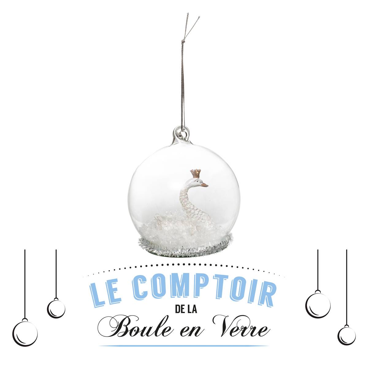 Achat BOULE DE NOEL EN VERRE 80mm ARGENT Set 6 pcs en gros