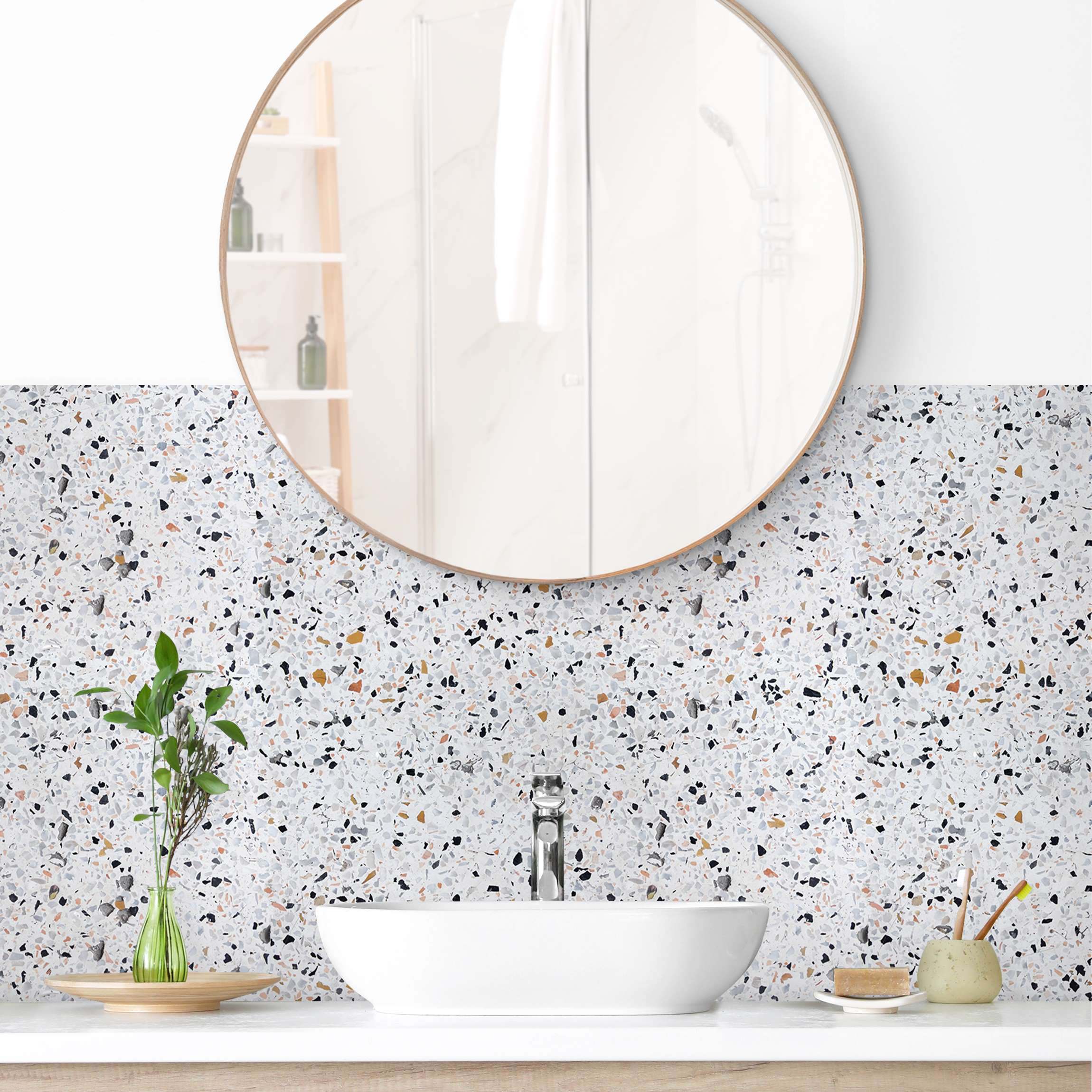 Pared Patterns Revestimiento de pared para baño - Terrazzo Pattern Naples 250 x 60 cm ...