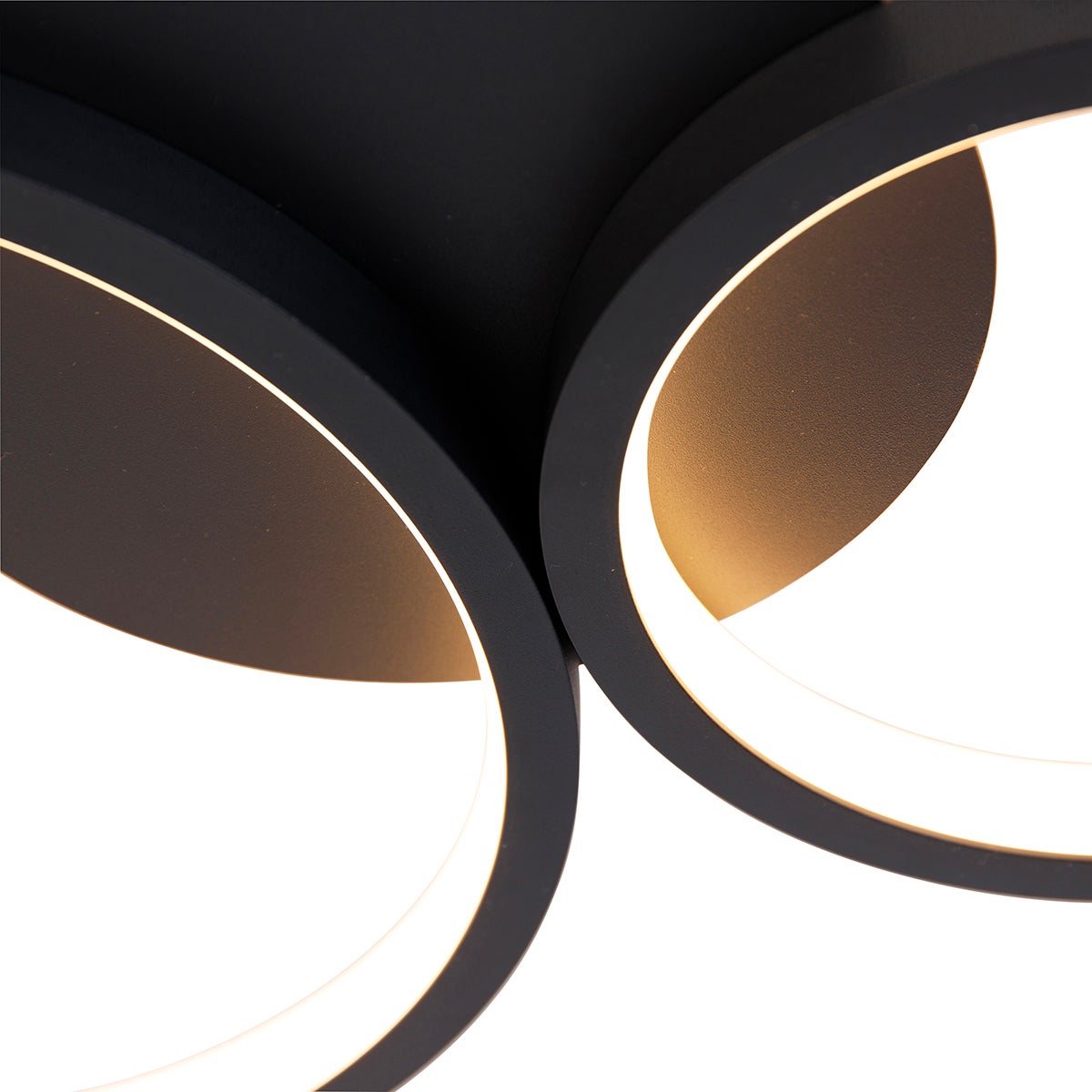 Qazqa moderne plafonnier - Lupolo - noir, led intégrée 40w incluse, Integrated led, 2700k, blanc chaud, dimmable, à 4 lumières, - 6