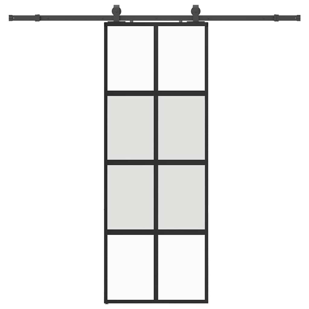Puerta corredera con herrajes negro 76x205 cm vidrio templado vidaXL - 2