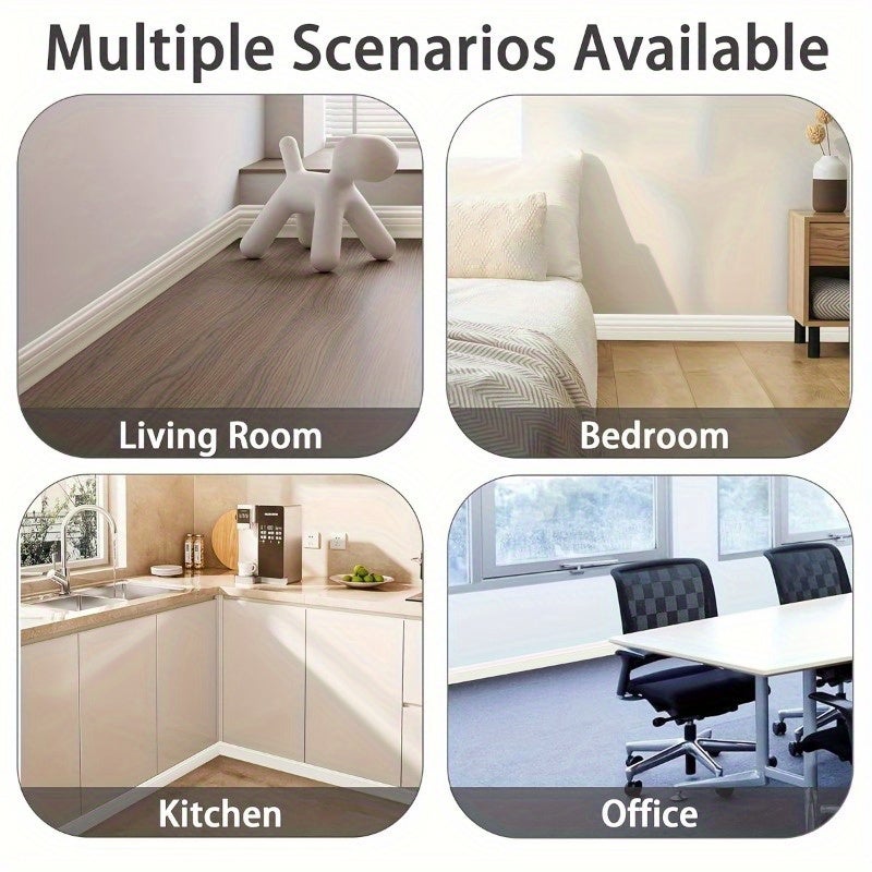 Plinthe autocollante moderne, décoration murale pour la maison, réutilisable, imperméable, adaptée au salon, à la cuisine, beige (10 cm x 2 m) - 8