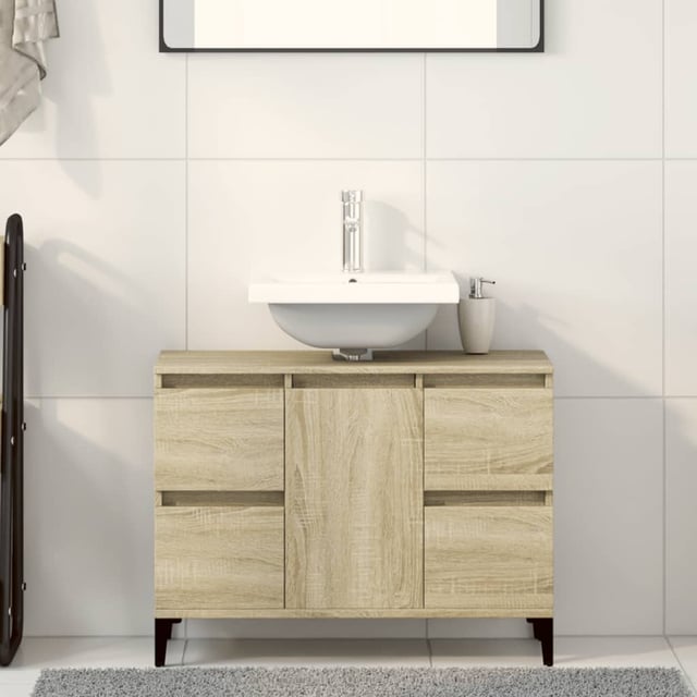 Mueble fregadero roble Sonoma 80x33x60 cm madera contrachapada