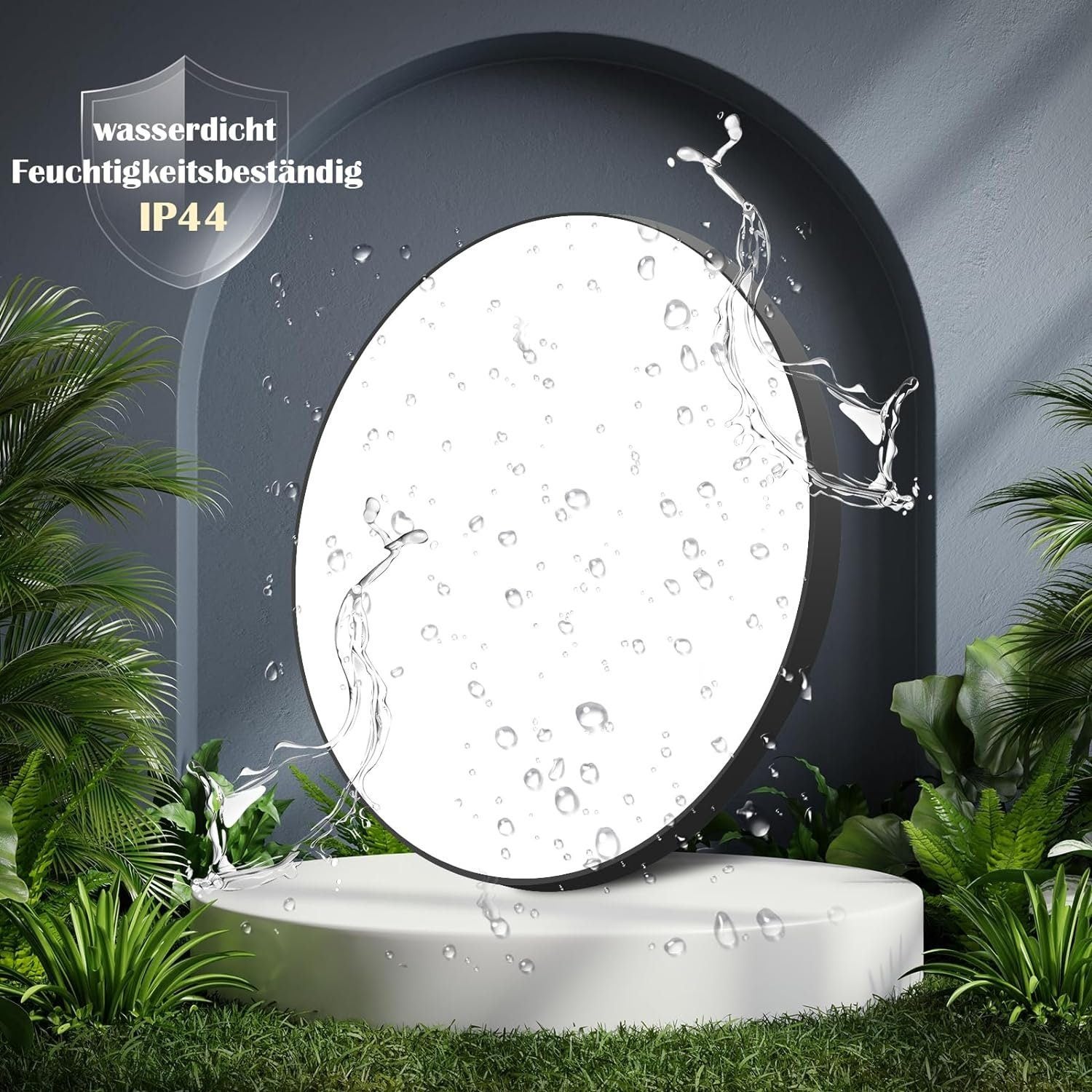 NETTLIFE Lámpara de Techo LED Plana Lámpara de Dormitorio Regulable Lámpara de Negra 30W IP44 Lámpara de sótano 28cm Lámpara de baño Control Remoto - 3