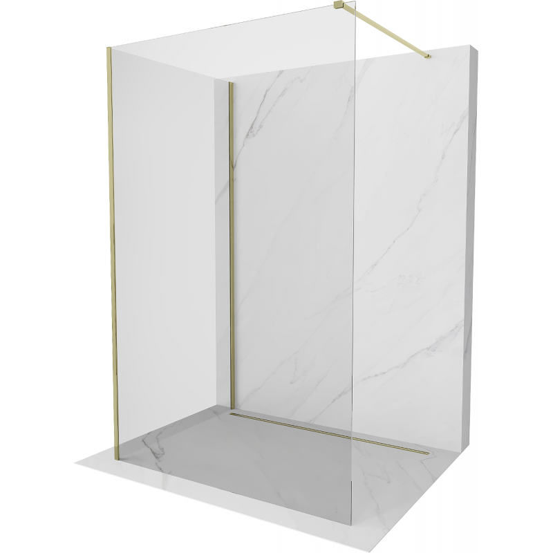 Mexen Kioto ścianka prysznicowa Walk-in 125 x 80 cm, transparent, złota - 800-125-212-50-00-080