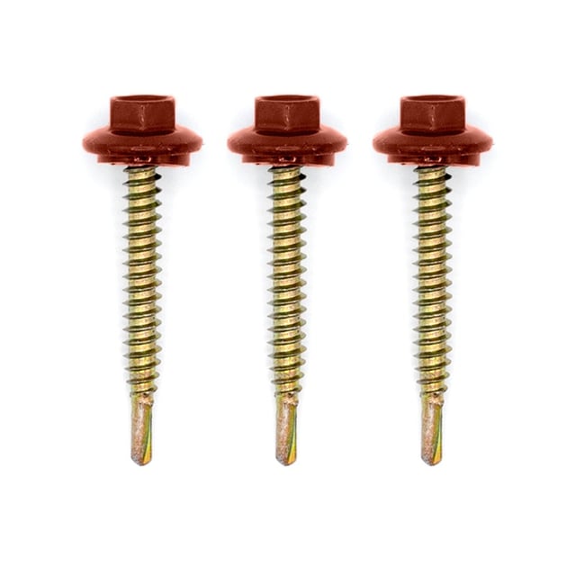 50 vis de fixation en plage pour support bois 4.8x38 | Rouge Tuile | RAL 8012