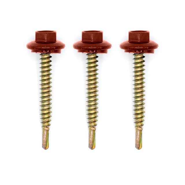 50 vis de fixation en plage pour support bois 4.8x38 Rouge Tuile RAL 8012