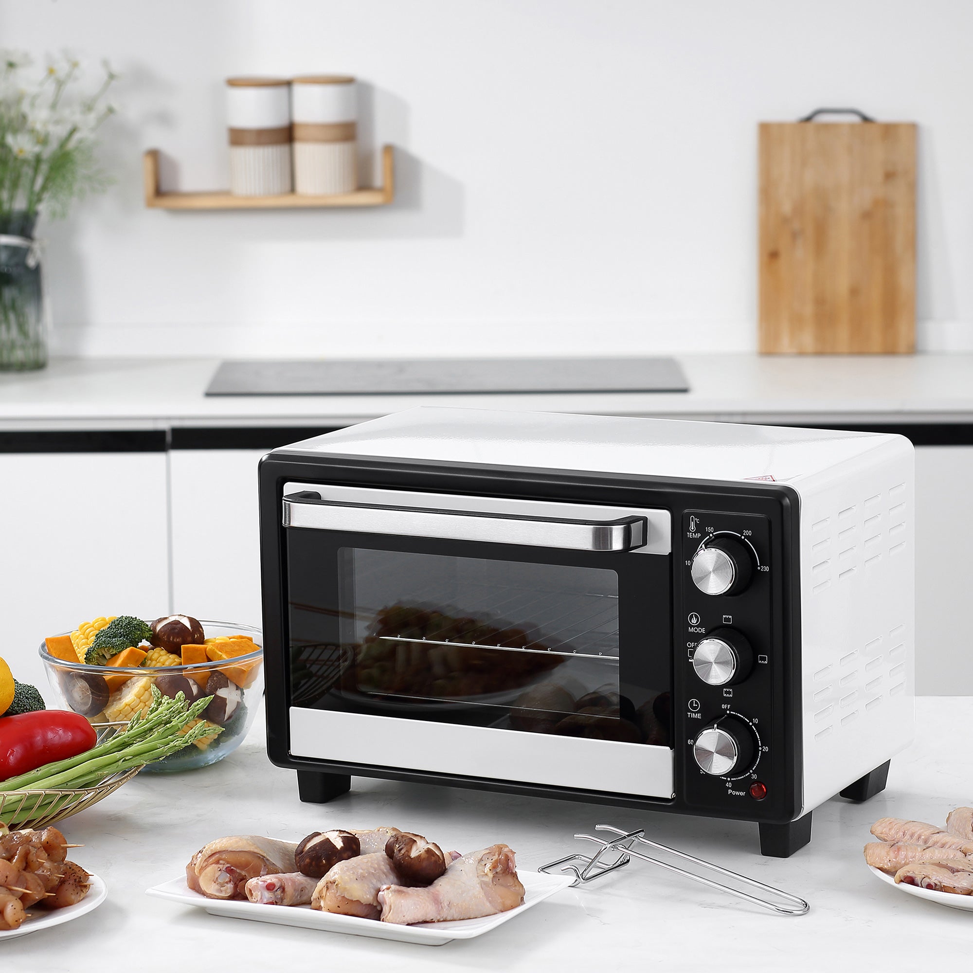 Homcom Blanco Horno De Convección Sobremesa 16L 1400W 44X32x28,1 Cm - Imagen 3