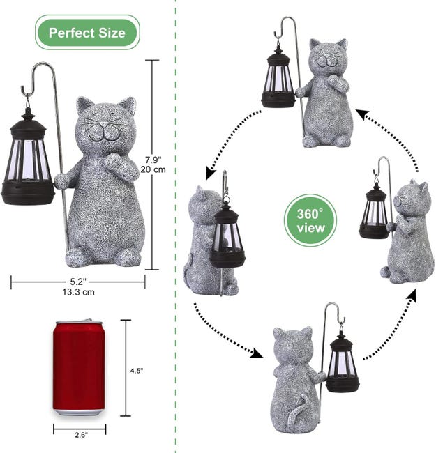 Statua decorativa a forma di gatto, da esterno, con lampada solare, decorazione per soggiorno, regalo | Leroy Merlin Statua decorativa a forma di gatto, da esterno, con lampada solare, decorazione per soggiorno, regalo | Leroy Merlin