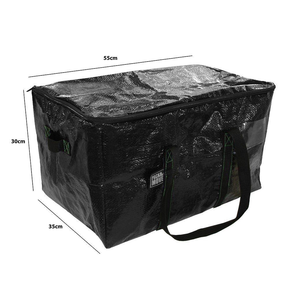 Saco de armazenamento reciclado - Mudança e transporte - 55 x 35 x 30 cm - Pacote com 6 unidades - Alças resistentes 55L - 8