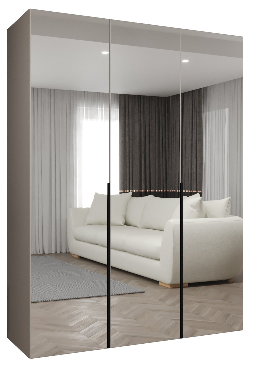 Szafa uchylna otwierana Alicante 3 150 x 52 x 202 cm kaszmir + u. czarny Abiks Meble