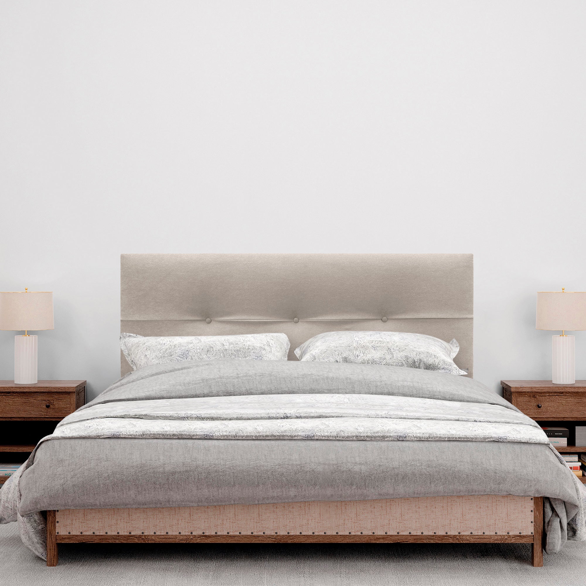 DHOME Testiera in tessuto AQUALINE Pro testiere, testiera imbottita, Letto di Lusso (Beige, 160 cm) - 4