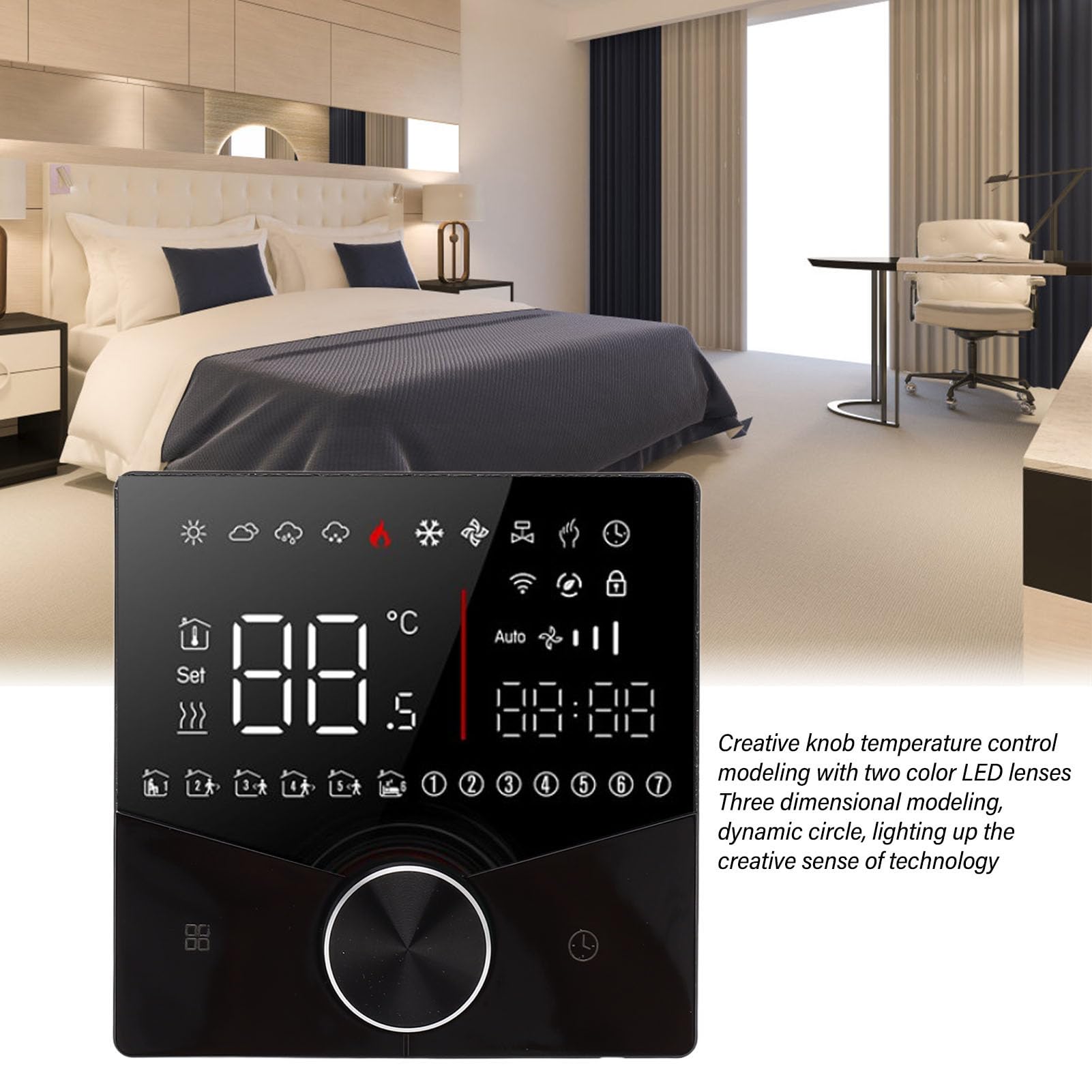 TERMOSTATO INTELIGENTE CON PANTALLA LCD A COLOR Y CONTROL DIGITAL PARA CALEFACCIÓN DE SAUNA Y SISTEMA DE CALEFACCIÓN POR SUELO RADIANTE (Negro) - 3