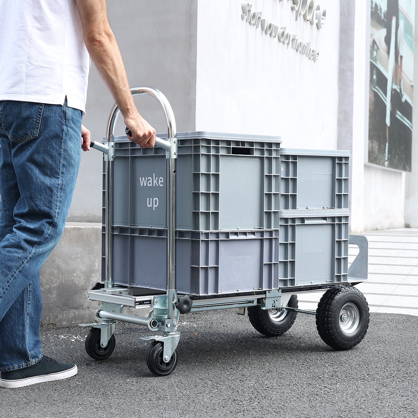 Diable Pliant Aluminium VEVOR 2-en-1 Diable Chariot Déménagement Manutention Charge 454 kg Diable Convertible Chariot Plate-forme Roues Caoutchouc PU - 8