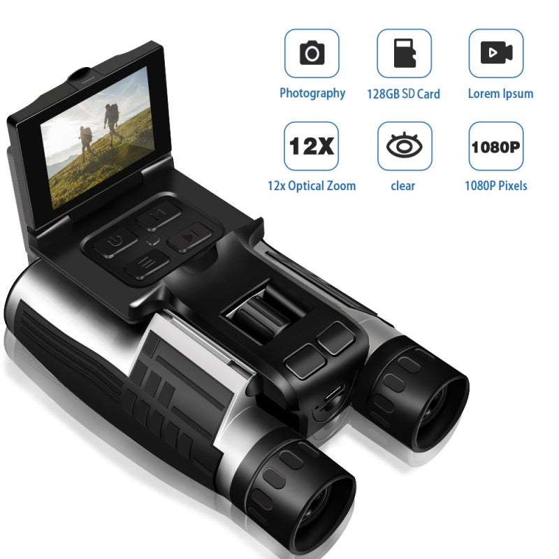 Digital Binoculars Outdoor Camping Telescope 12x32 Video Photo Recorder with 2.4 Inch LCD Display - 8