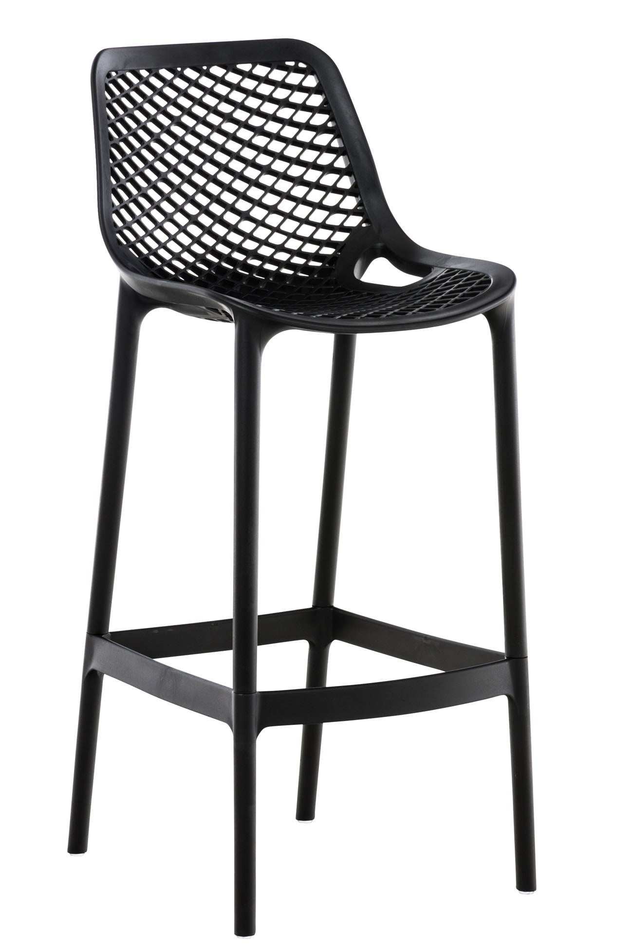 Taburete de bar de diseño moderno con reposapiés plástico negro para uso interior o exterior 10_0000039