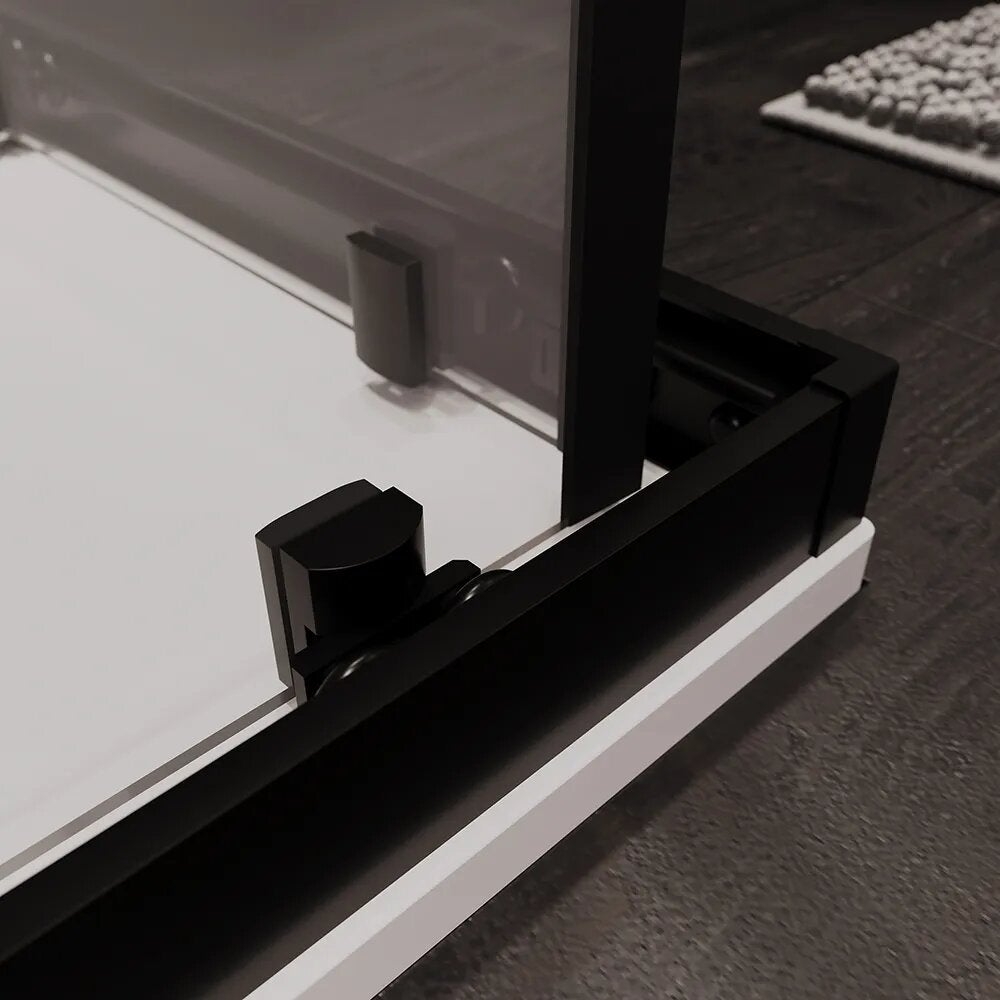 Box doccia 80x90 cm angolare doppio scorrevole profili neri vetro trasparente h190 | Java - 8