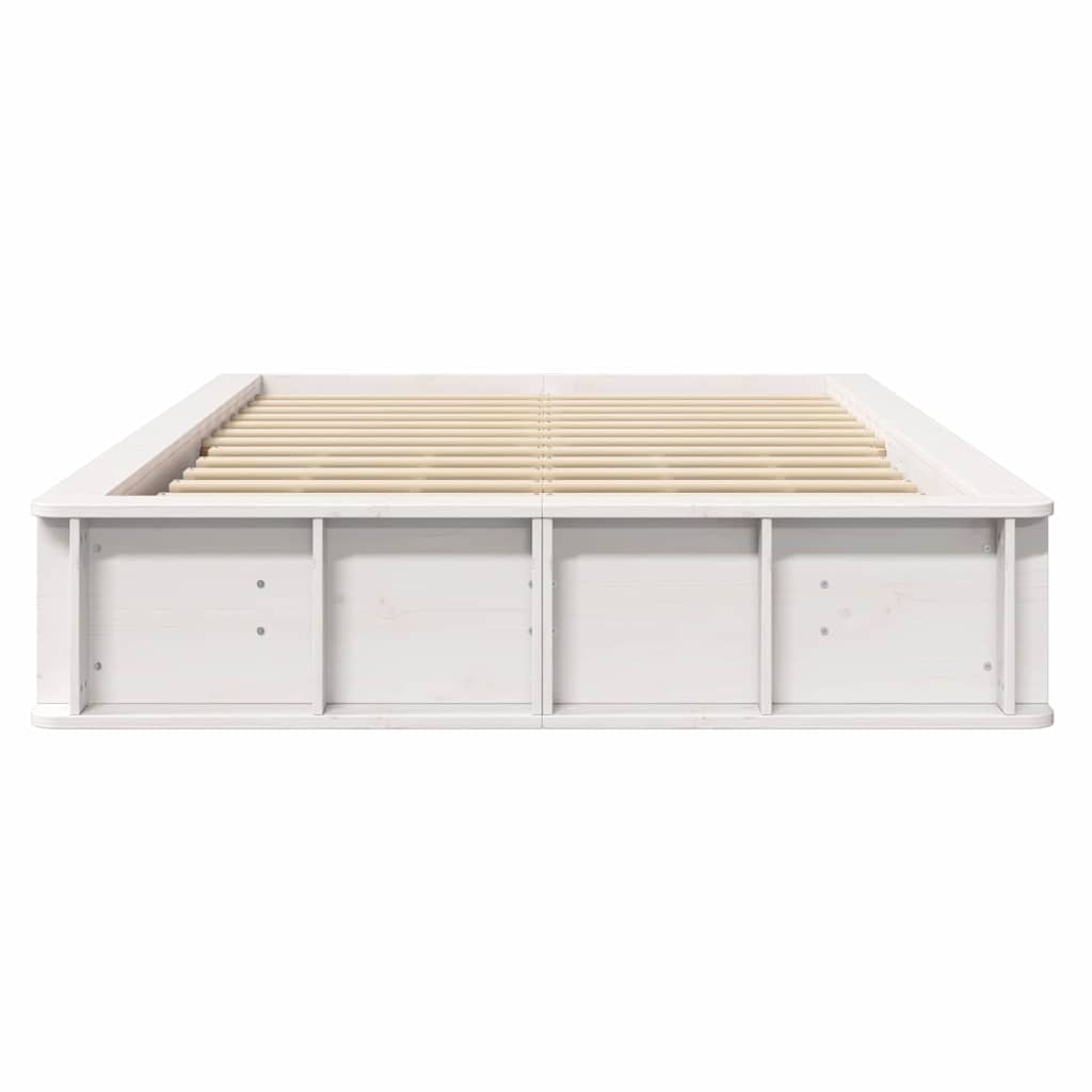 Cadre de lit blanc en bois de pin massif pour la chambre, 140 × 200 cm - 5