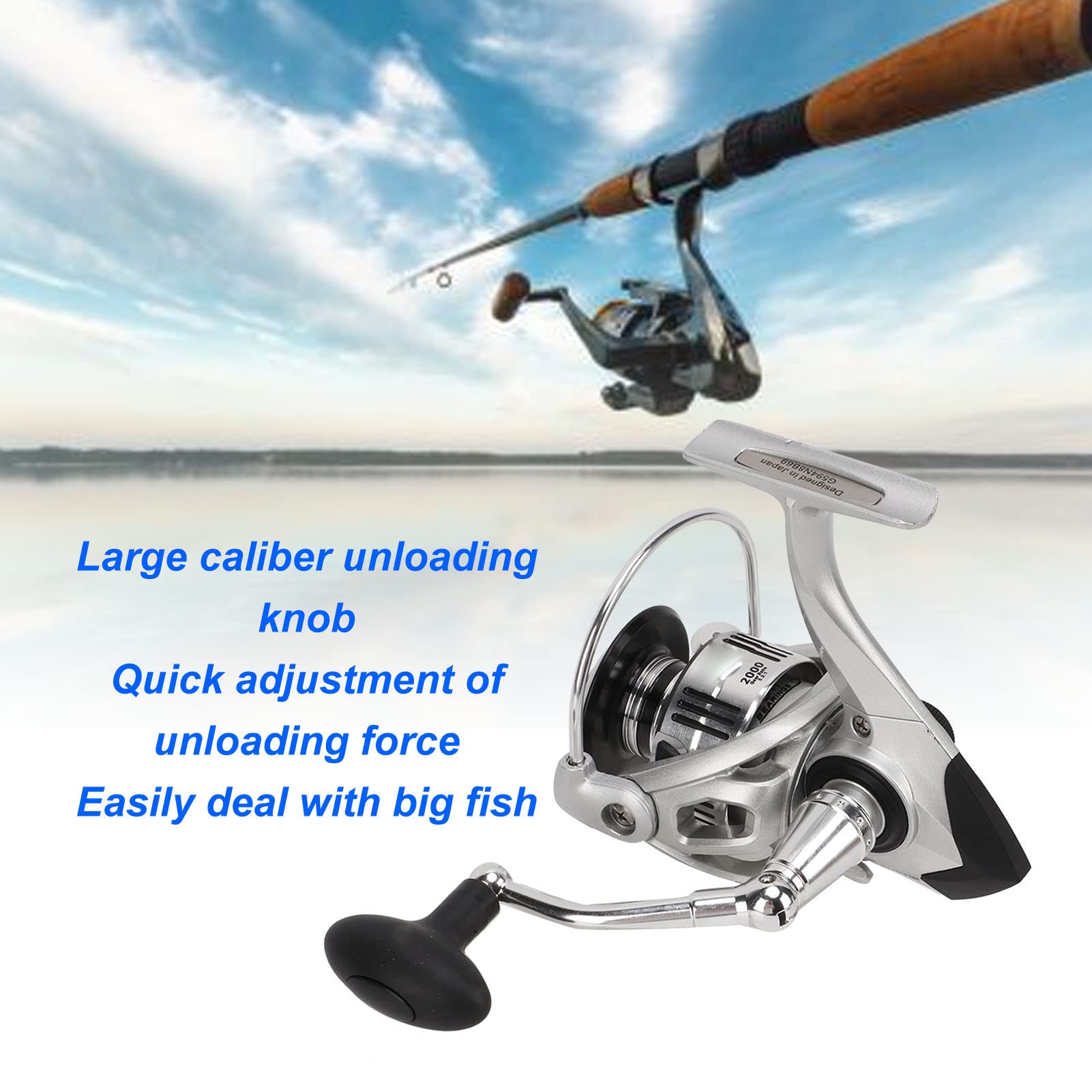 Mulinello con cuscinetto in metallo 13+1BB Canna da mare con lenza da pesca con esca Ruota 5.2:1 Mulinello da pesca con ingranaggio (ZEUS2000) - 4