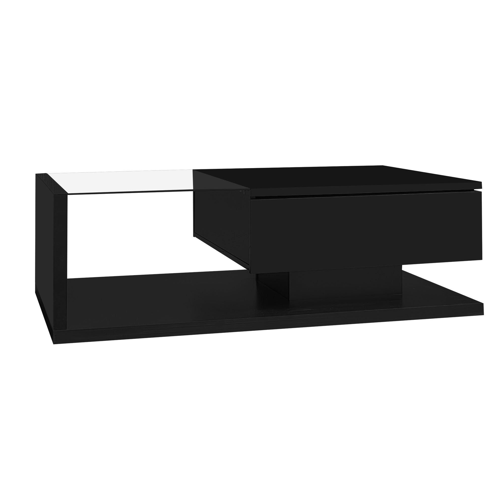 Table basse avec LED - en verre et panneaux de particules - Noir - 7