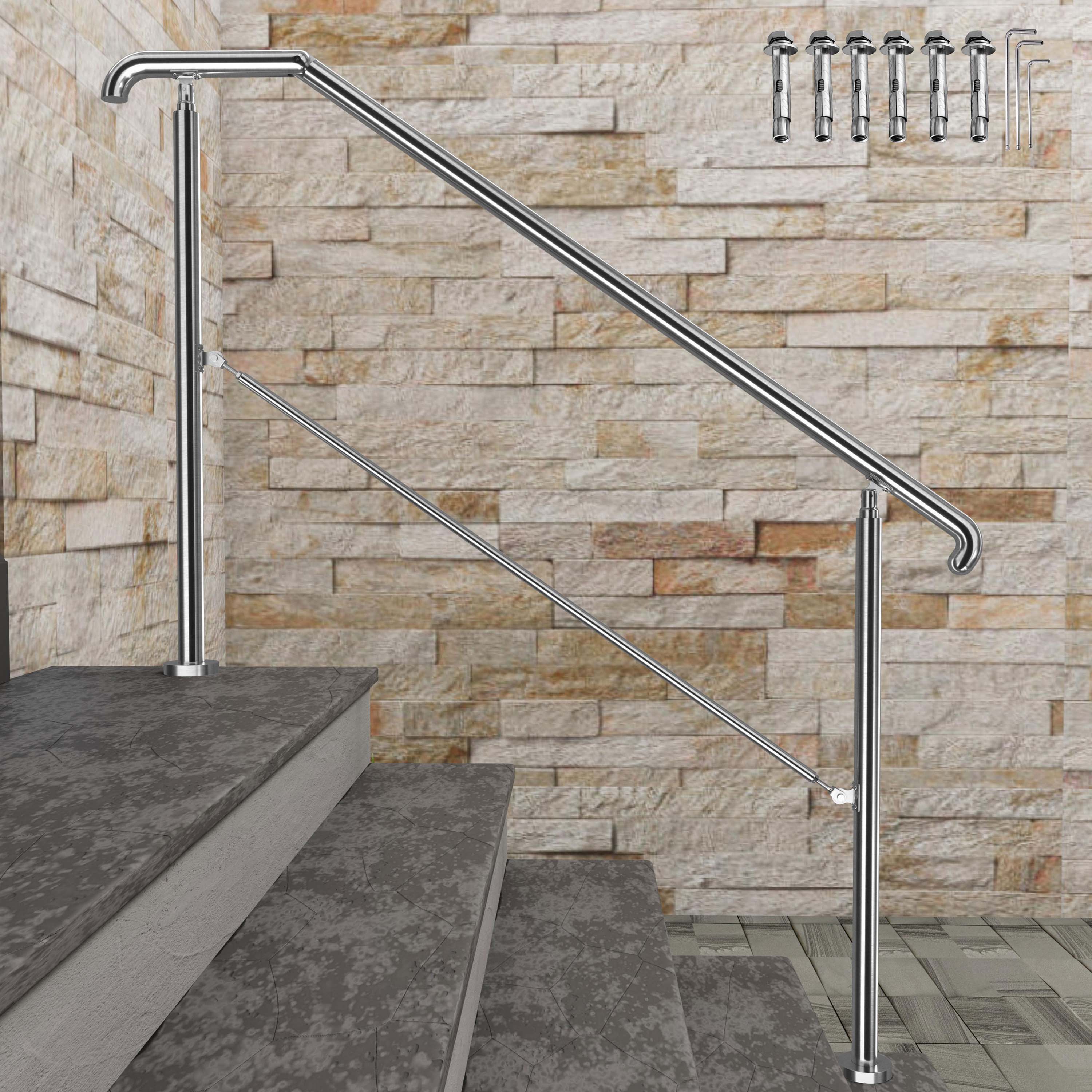 Corrimano Per Scale Esterne Gradini, Corrimano In Acciaio Inossidabile Ringhiera In Metallo Con Kit Di Installazione Completo, Ringhiere Di Sicurezza