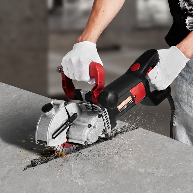 Rainureuse Murale Électrique SucceBuy 4800W 220V, Scie à Rainurer Béton et Brique Profondeur 34 mm avec 5 Disques, Machine de Découpe Multi-Matériaux