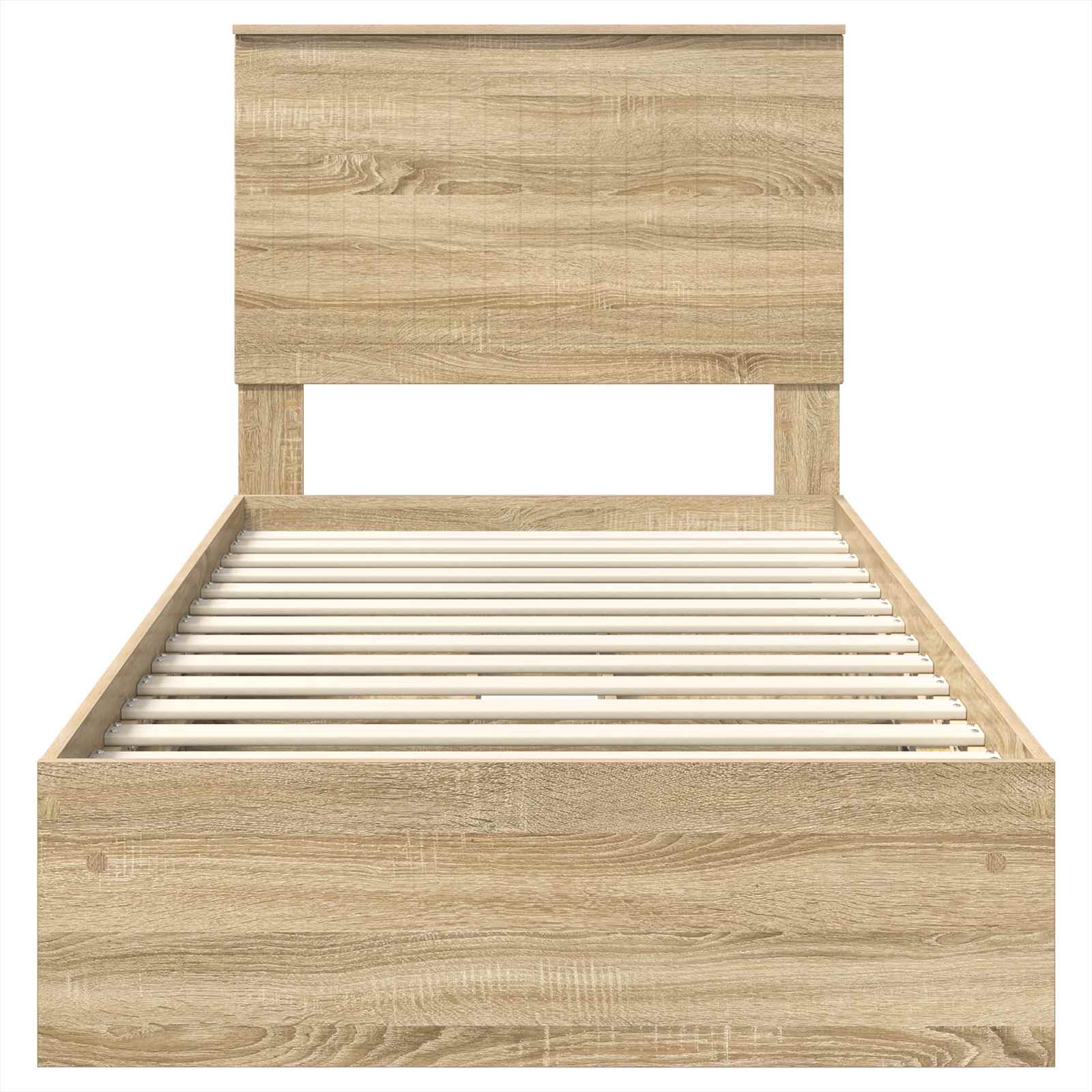 Lit de rangement chêne 90 x 190 cm en panneau de bois - 8
