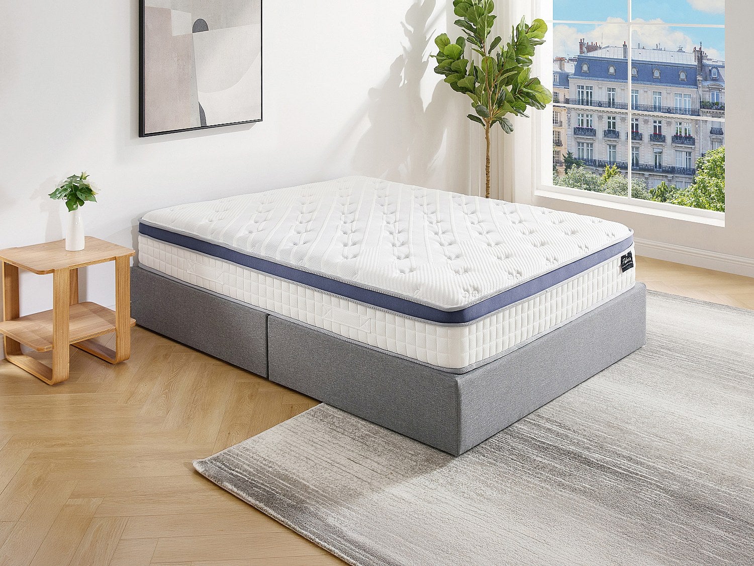 Materac 160 x 200 cm hybrydowy z kieszeniowymi sprężynami 7 stref z pianką z pamięcią kształtu grub. 25 cm - MALAO de PALACIO