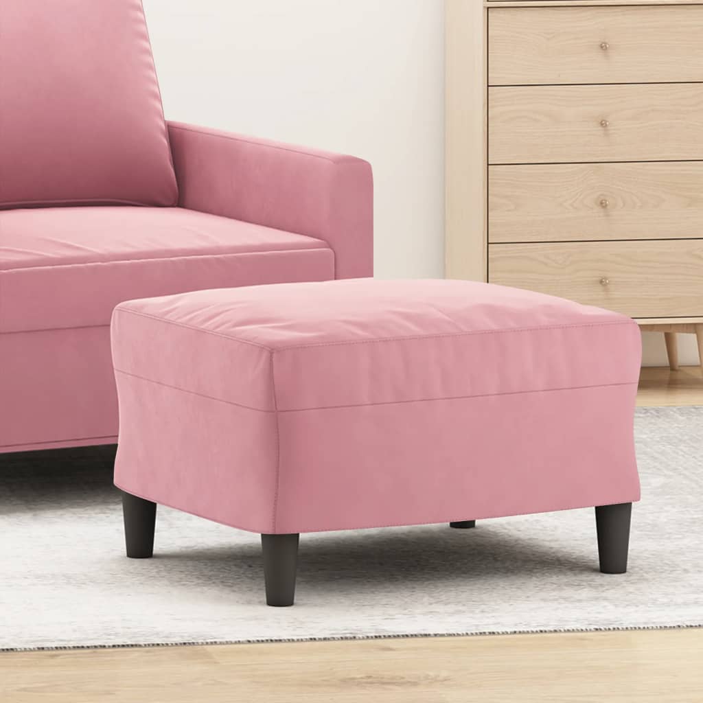 Petit Repose Pied - Velours Côtelé Ultra Pelucheux Rose Pastel