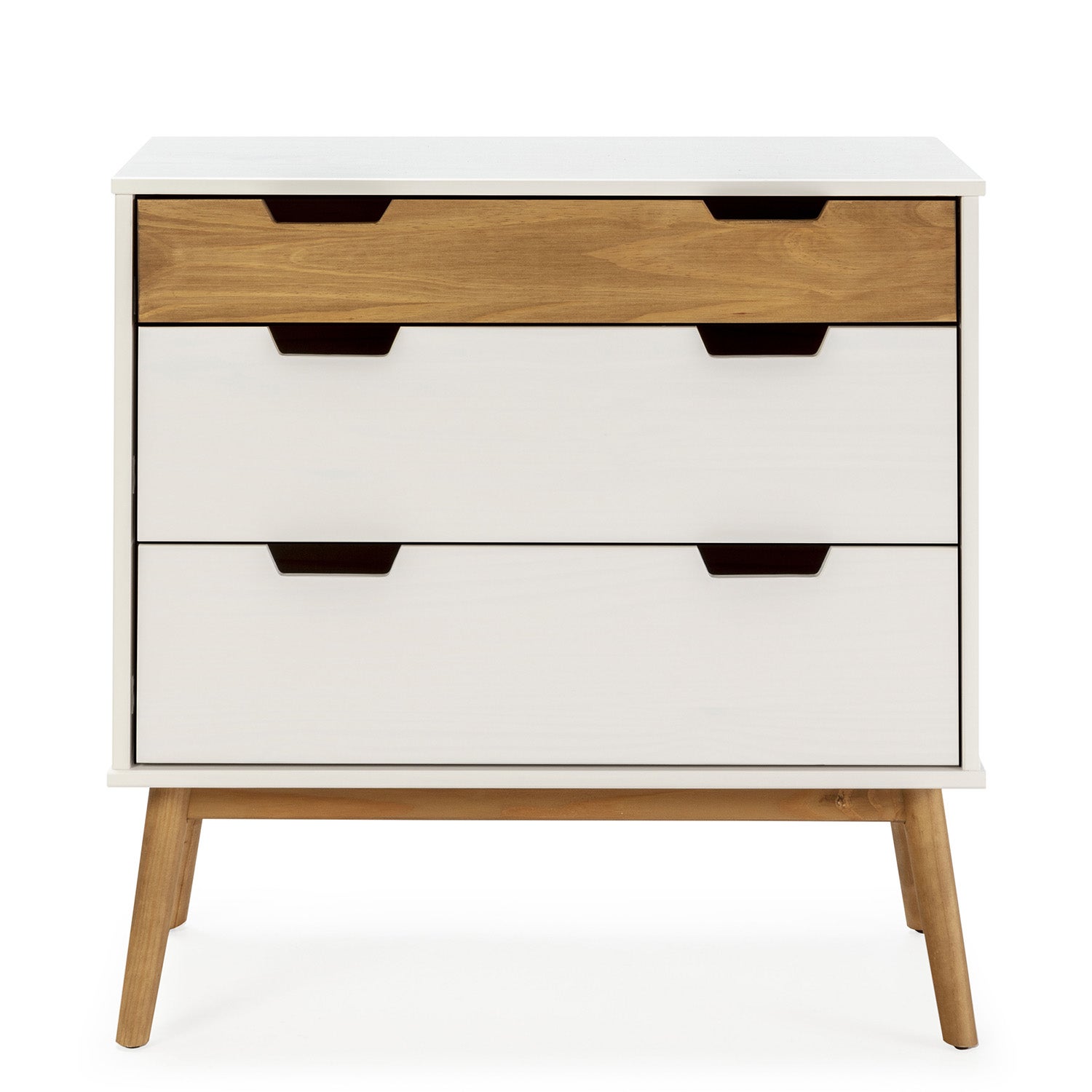 Commode Baku 3 tiroirs couleur blanc/bois, 80 cm longueur - 3