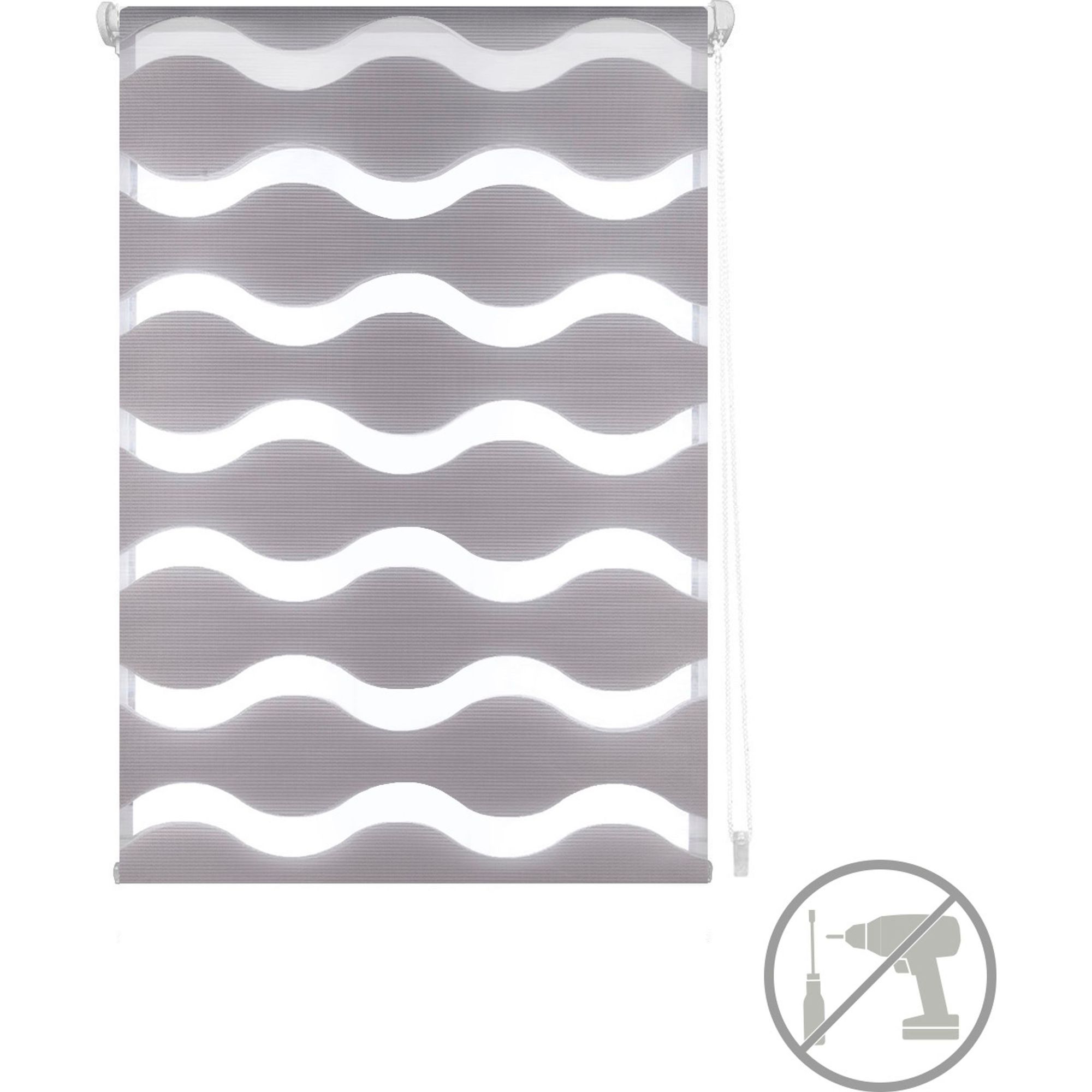 Blindecor luna | estor enrollable noche y día easyfix, sin herramientas - estor medida: 107x150 - medida tela estor: 104x145 - estor gris plata