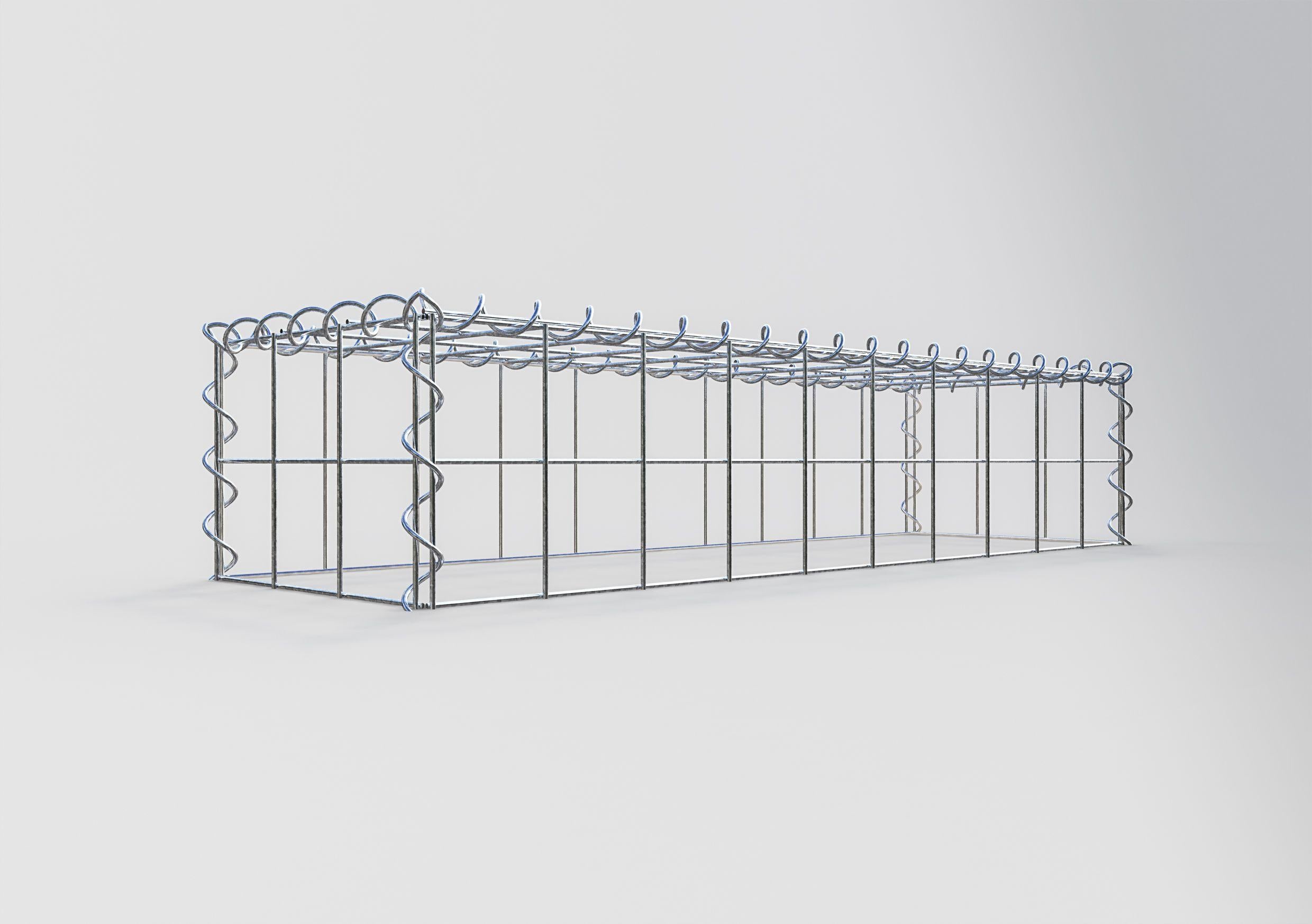 Gabiona - Gavión para apilar en acero galvanizado 100x20x30cm (LxAxP), malla 10 x 10cm, Espiral, sin rejilla inferior - 2