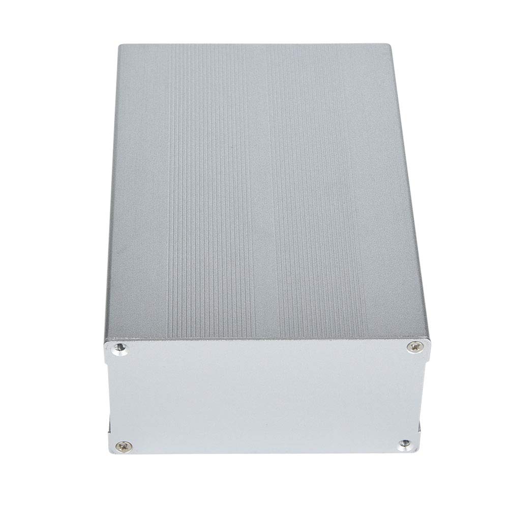 Srebrna, aluminiowa obudowa elektroniczna na płytkę drukowaną 55 x 106 x 160 mm